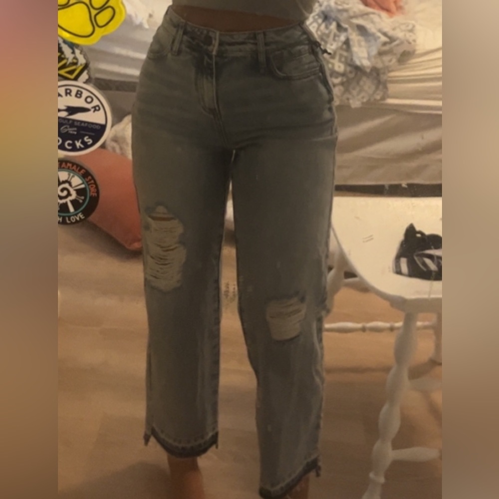 cleo and wolf high rise straight jeans fits 25/26 waist (stretchy) length 27